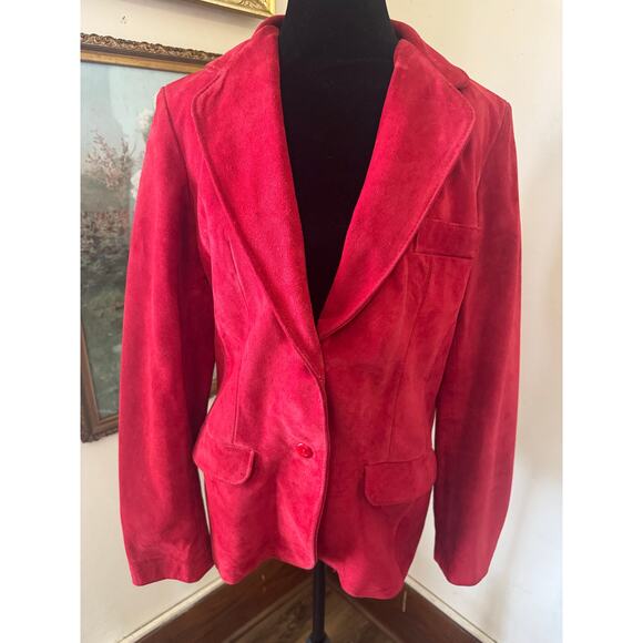 Split End Ltd. Jackets & Blazers - Vintage Split End Ltd Red Suede Blazer Jacket Size 14